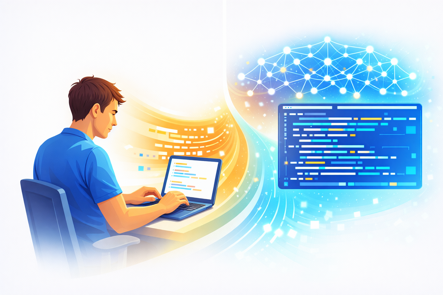 올트먼 트윗 논란 속 AI 코딩 도구가 개발자를 대체하는 흐름을 표현한 그림