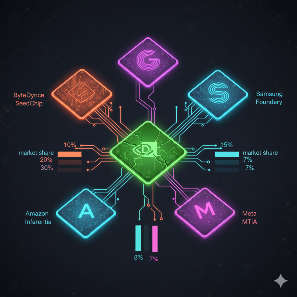 AI 칩 시장 경쟁 구도 변화를 보여주는 다이어그램