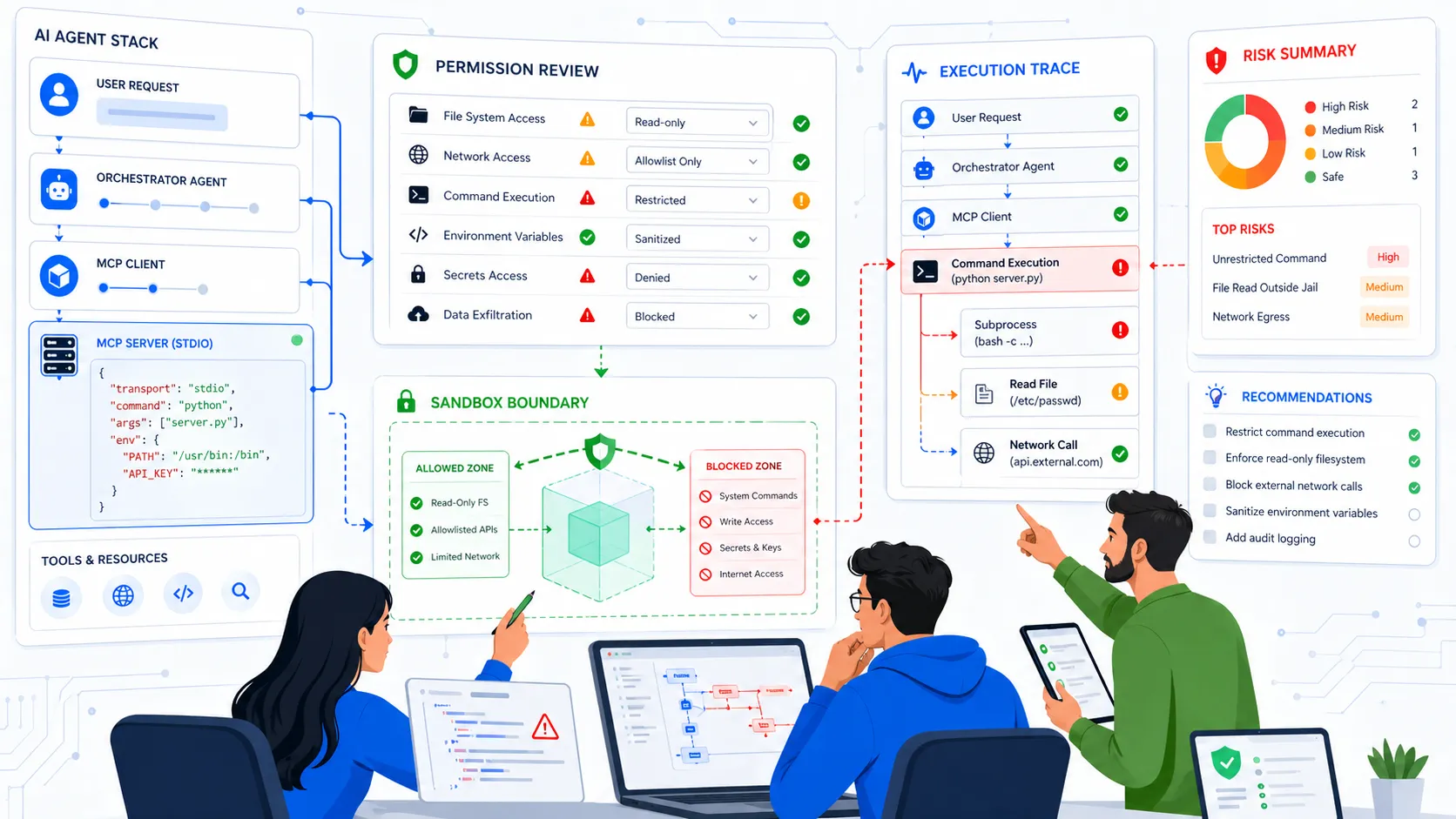 MCP stdio 설정과 보안 점검 흐름