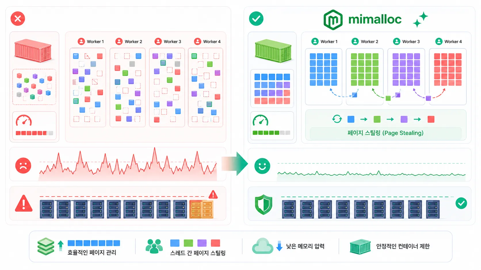 mimalloc 도입 전후 메모리 계측 체크포인트